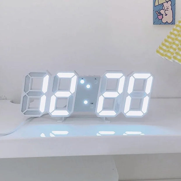 3D LED Digital Clock Luminous Fashion Wall Clock Multifunctional Creative USB Plug